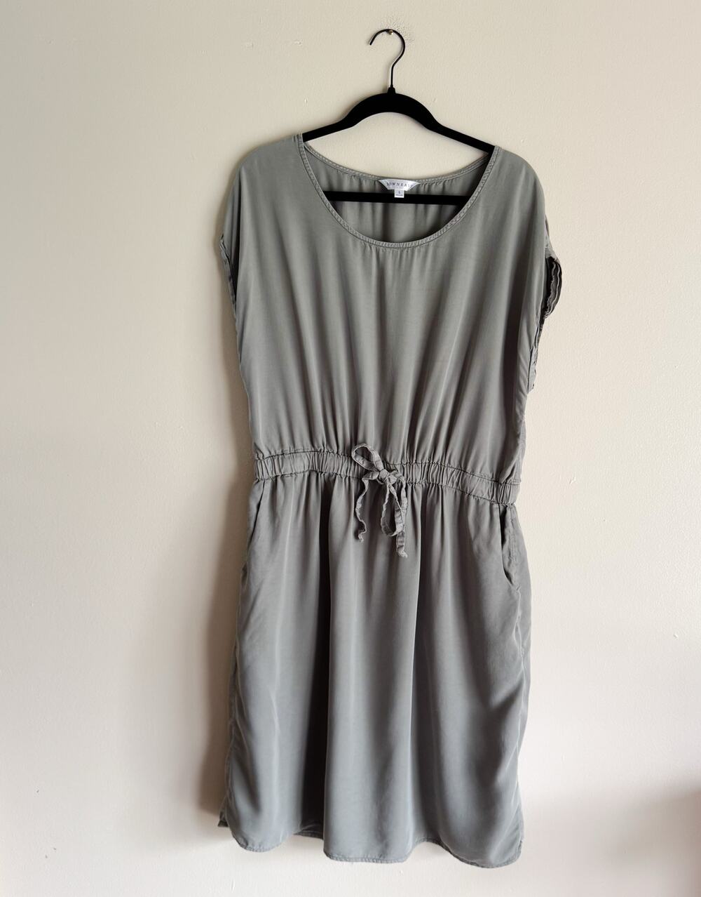 Downeast Green Lightweight Tie Waist Mini Dress Large